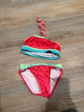 Watermelon Print Girls Bikini Top & Bottom - Red, Green, Aqua
